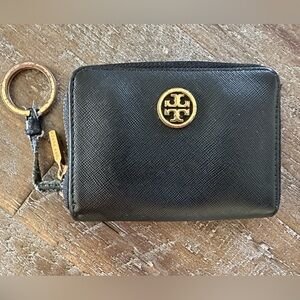 Tory Burch Keychain Card Case Coin Purse black leather -used